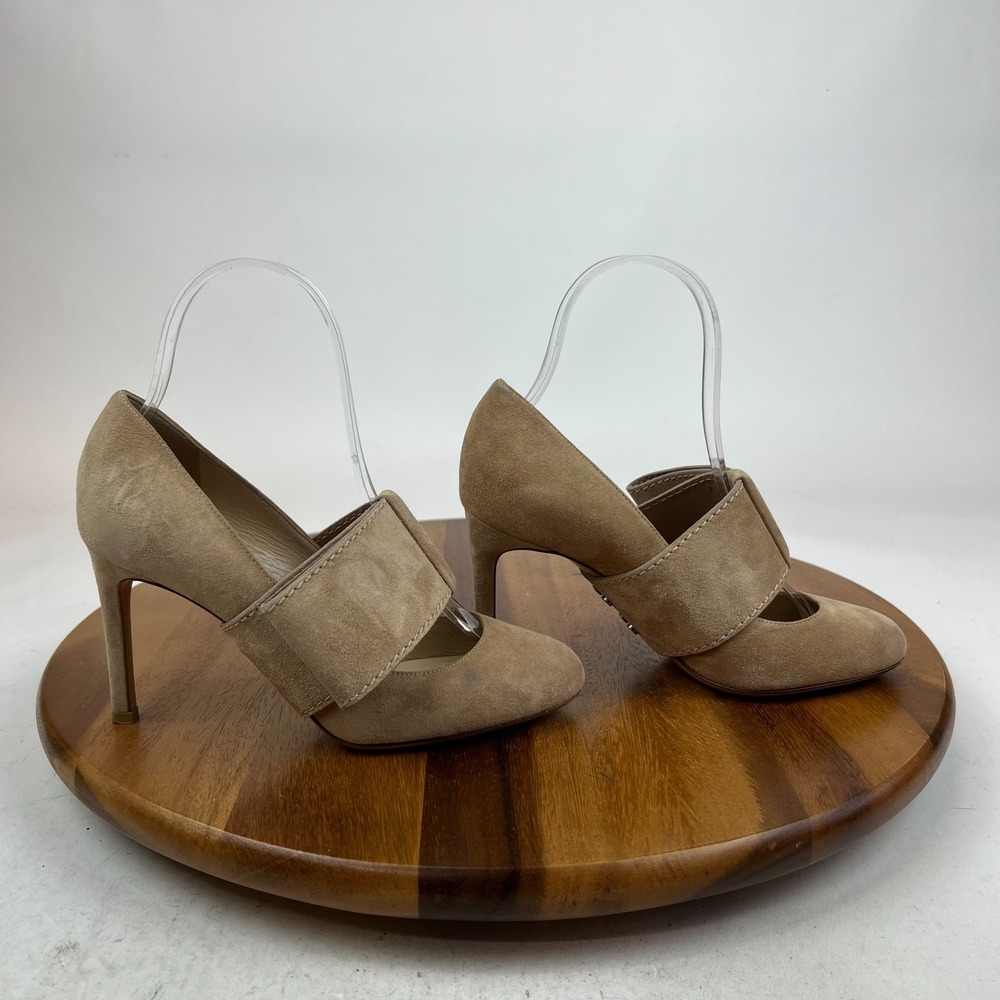 Womens Valentino Beige Suede Half Bow Strap Heels Pumps Shoes Size EU 35 US 5